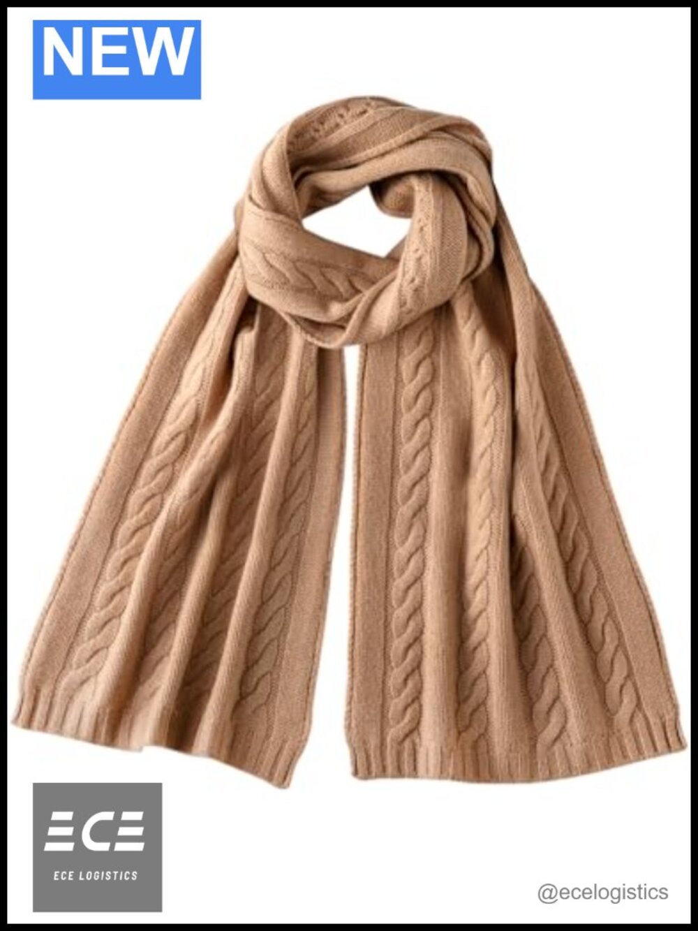 100% Cashmere Scarf for Women Lightweight Luxury Cable Stitch Wrap